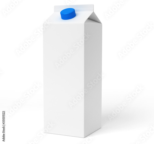 Brique de lait blanche sur fond blanc 1 photo