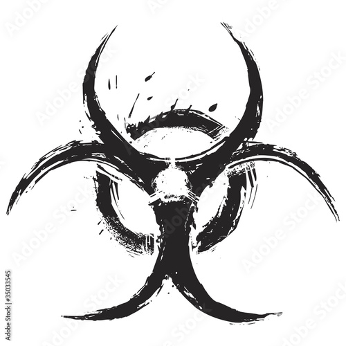 Biohazard symbol on white created in grunge style