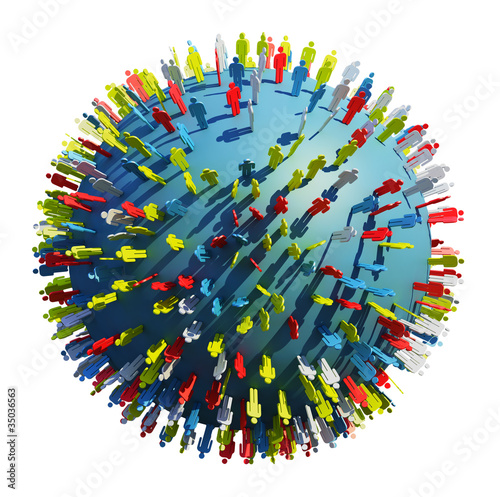 abstract people on a sphere
