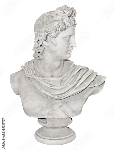 Ancient statue of Alexander the Great isolated on white