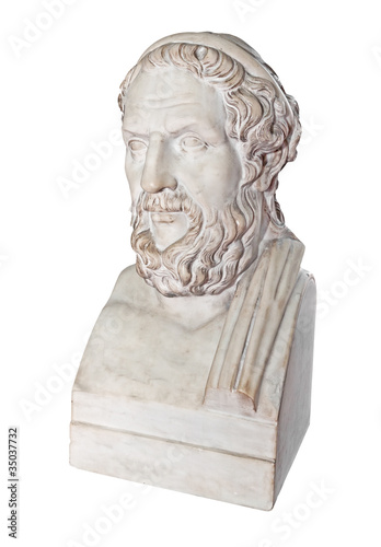 Ancient greek statue of the great poet Homer isolated on white