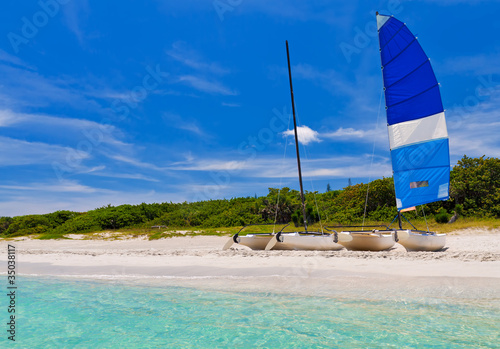 Canvas Print Catamaran in the beautiful cuban beach of Varadero