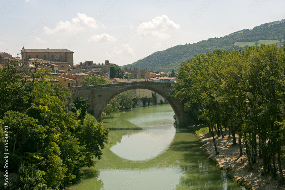 Fossombrone (Marches, Italy) - Bridge and river
