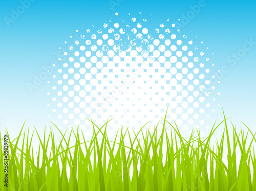 Green Grasses On Halftone Background