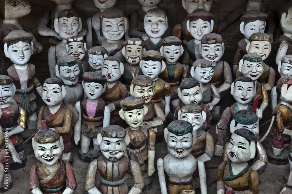 Rows of Vietnamese puppet figures Rows of Vietnamese puppet figures