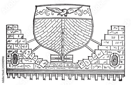 Floating Basin vintage engraving