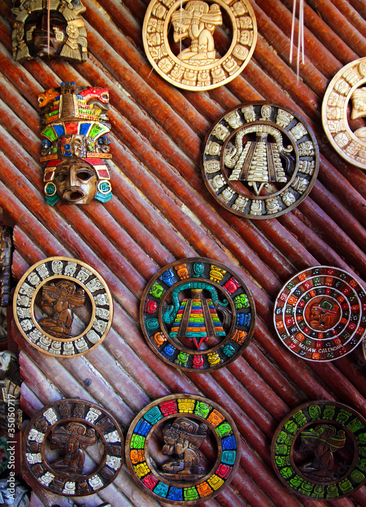 aztec mayan calendar wooden handcrafts Mexico
