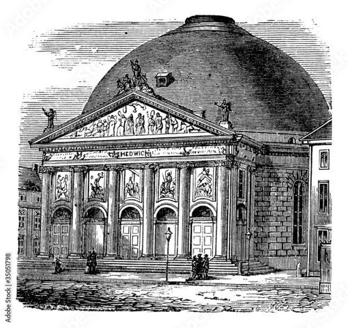 Saint Hedwig Cathedral vintage engraving