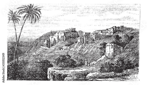 Bethlehem, city, Palestine, Israel, vintage engraving.