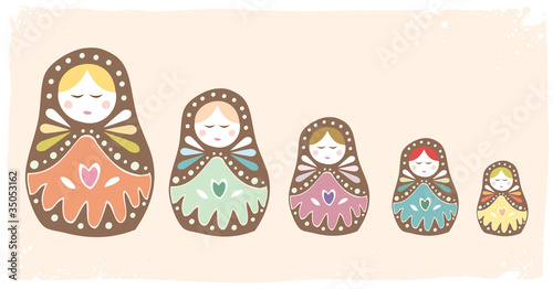 Vector matryoshka nesting dolls