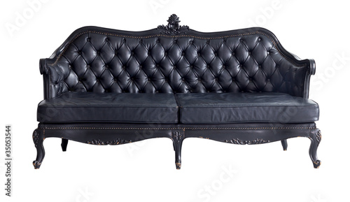 Black sofa isolated on white background