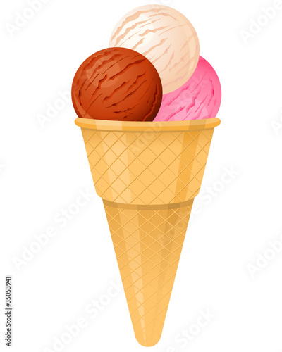 Detailed icecream cone isolated on white background