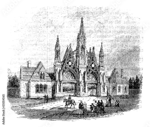 The entrance of GreenWood Cemetery at Brooklyn, United States. V