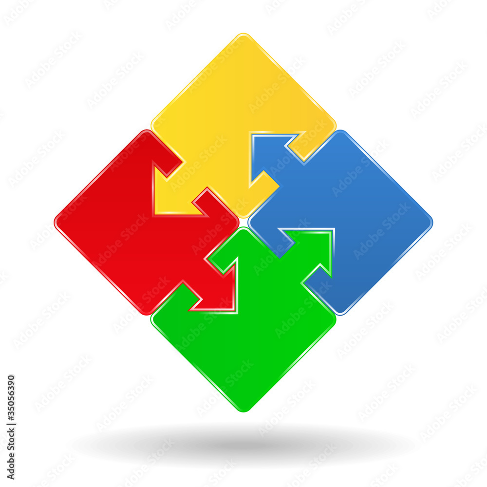 Vector puzzle pieces with arrows Vector puzzle pieces with arrows