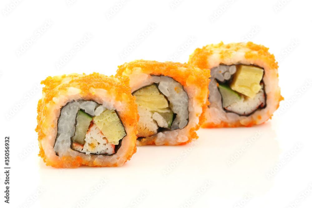 Sushi California Roll isolated in white background Sushi California Roll isolated in white background