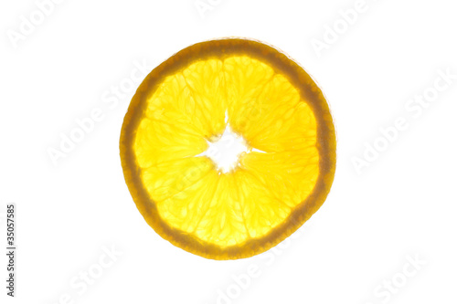 Slice of orange isolated on white background