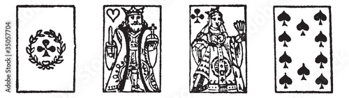 Playing cards or playcards  vintage engraving