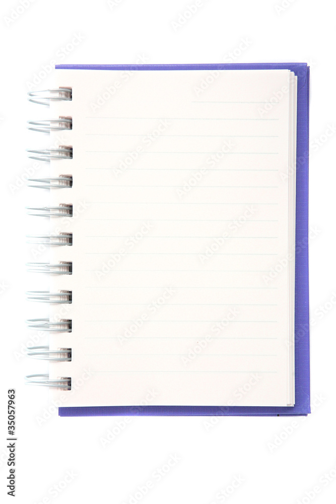 Blue notebook isolated in white background Blue notebook isolated in white background