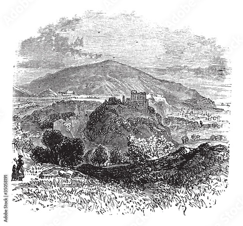 Countryside view of Castellammare di Stabia vintage engraving
