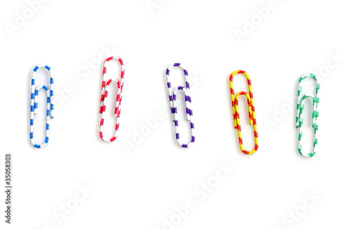 isolated colorful paper clips