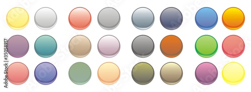 collection of blank glowing  colorful circular web buttons