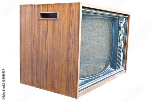 Side view of old retro TV set.