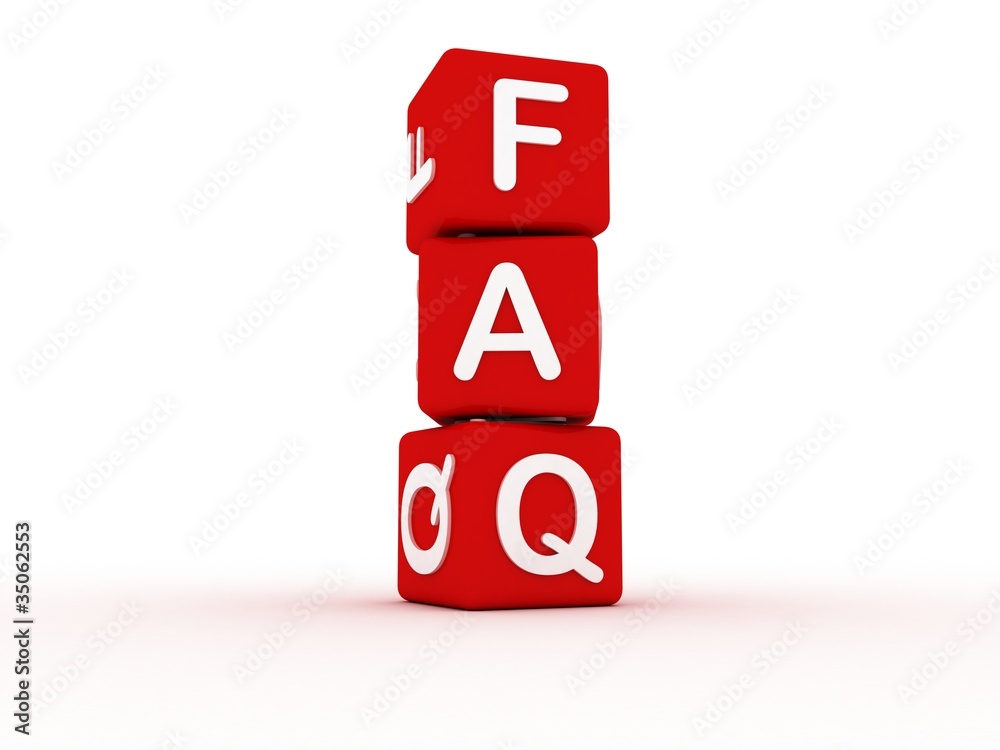 Faq cubes 3d render illustration Faq cubes 3d render illustration