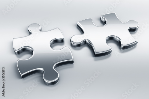 Metallic puzzle pieces