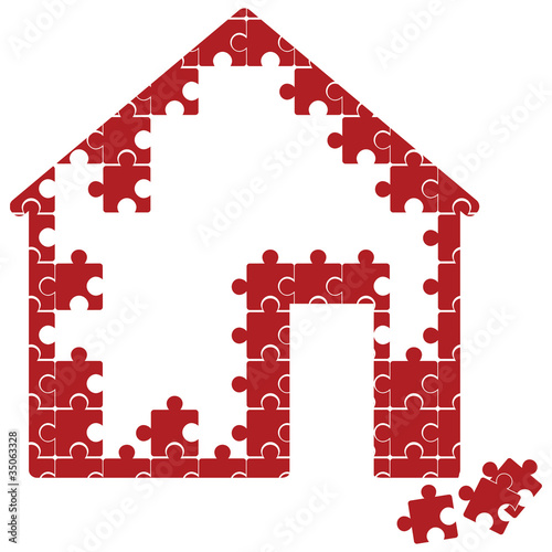 unfinished puzzle house vector