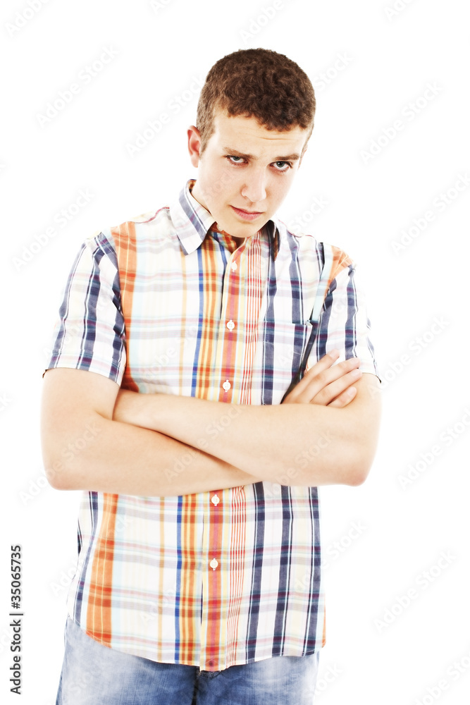Handsome young man with a skeptical look on his face Handsome young man with a skeptical look on his face