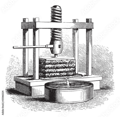 Cider Press vintage engraving