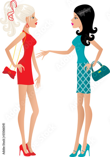 Two fashionable females. vector, gradient