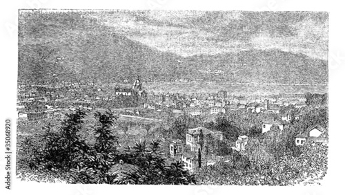 Como, in Lombardy, Italy, vintage engraving