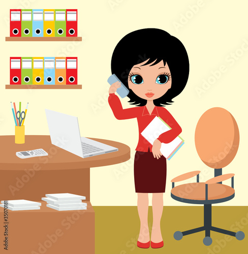 Pretty girl - business woman. vector