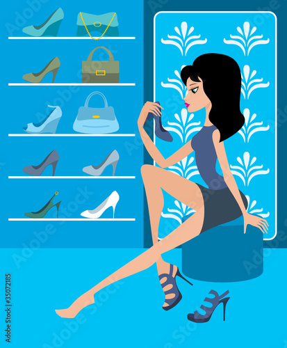 Shop of female footwear.vecto