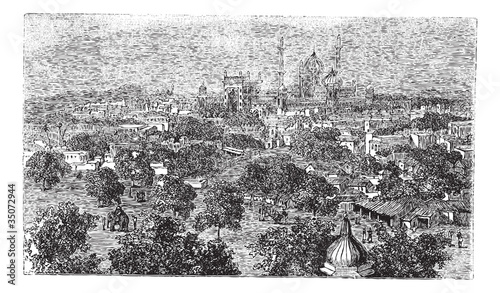 Delhi in India, vintage engraving