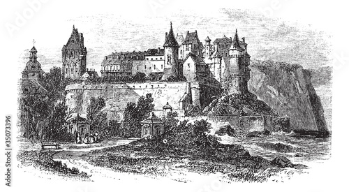 Castle Museum of Dieppe in Normandy, France, vintage engraving