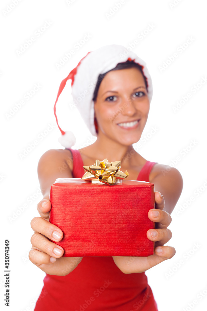 Sexy Woman with Santa Hat and Christmas Gifts Sexy Woman with Santa Hat and Christmas Gifts