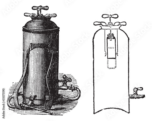 Fire Extinguisher, vintage engraved illustration