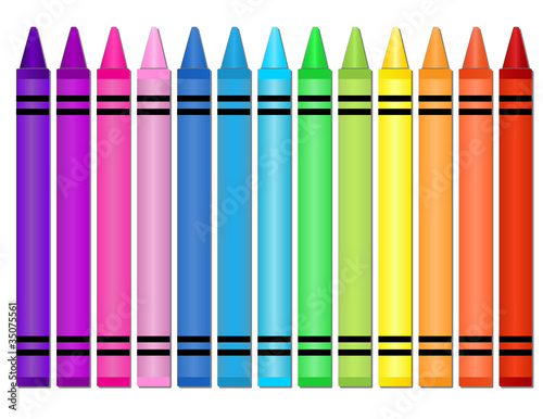 Crayons -Set of crayons displayed in a horizontal spectrum