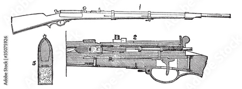 Prussian needle-rifle vintage engraving