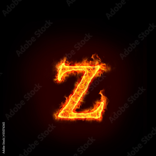 fire alphabets, small letter z