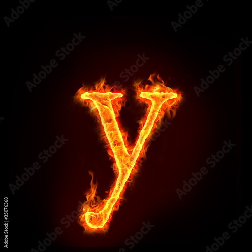 fire alphabets, small letter y