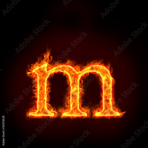 fire alphabets, small letter m