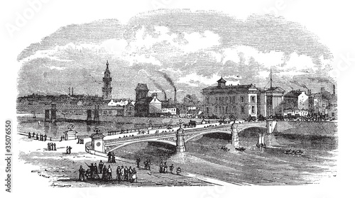 Albert bridge in Glasgow Scotland vintage engraving photo