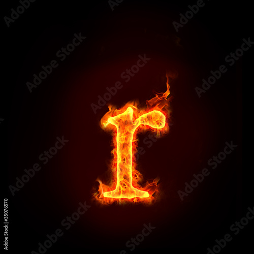 fire alphabets, small letter r
