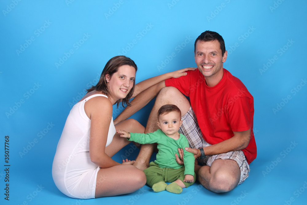 happy family, mother, father and their baby