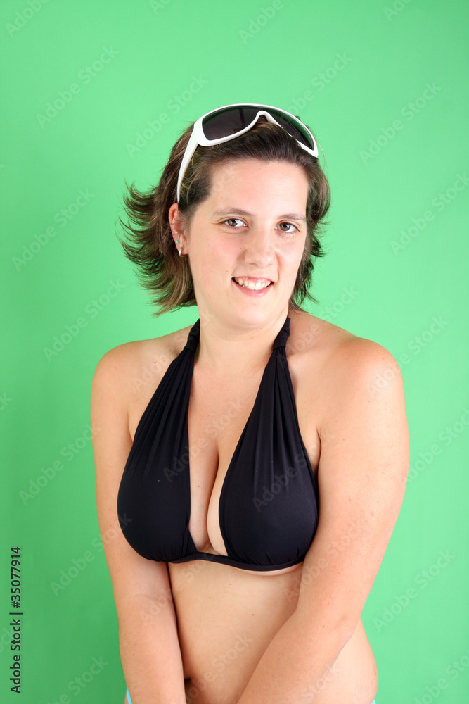 Fototapeta premium beautiful girl in bikini, studio photo, summer photo