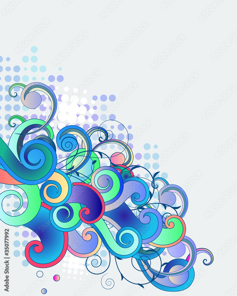 Blue abstract fancy branches on light background Blue abstract fancy branches on light background