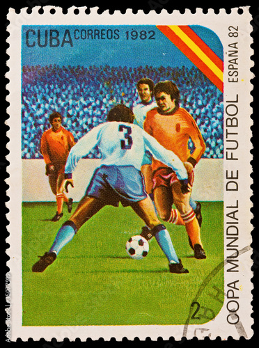 CUBA - CIRCA 1982:  World championship on football, Spain